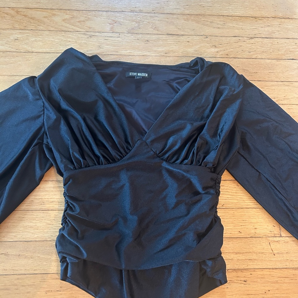 Steve Madden Black Satin bodysuit